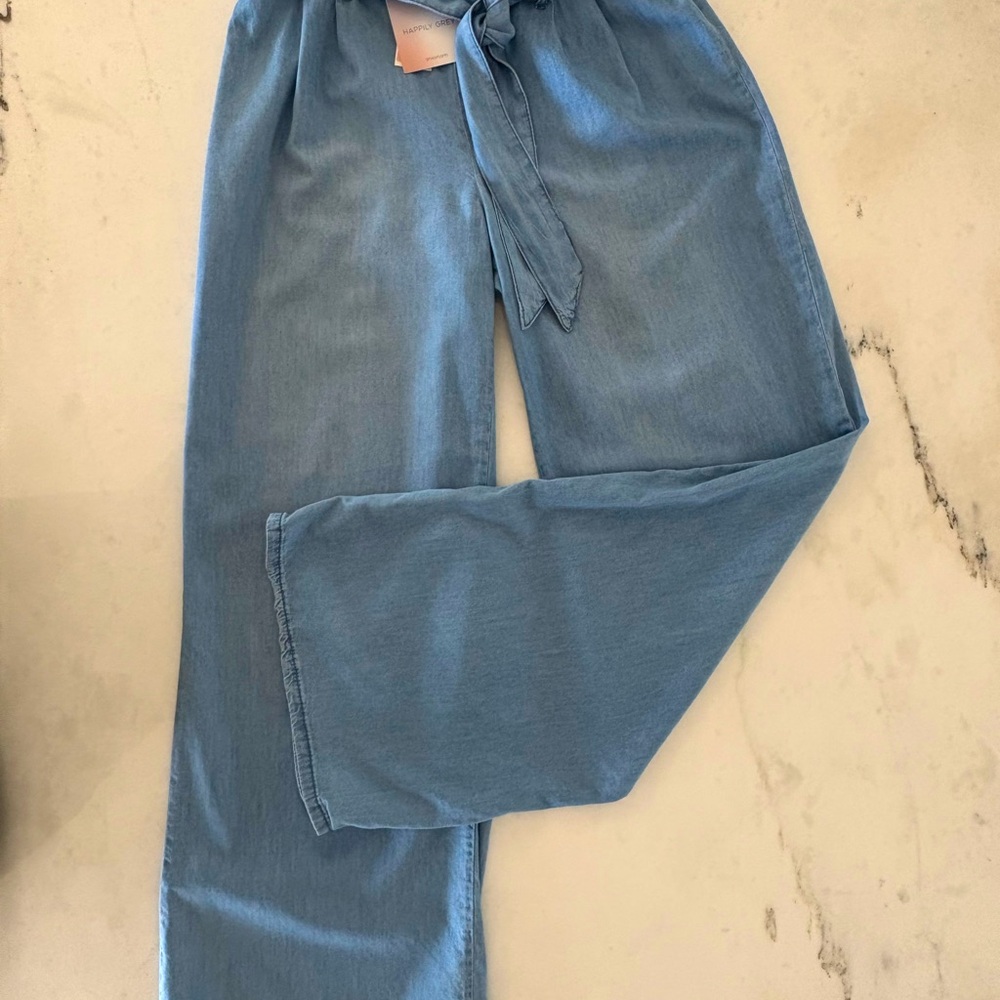 Wide leg pants - Cotton Blue denim look from Happily Grey